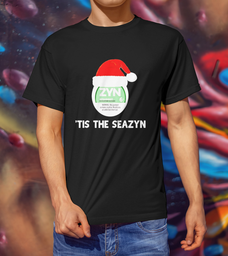 Zyn Spearmint Christmas Tis The Seazyn With Santa Hat T-Shirt
