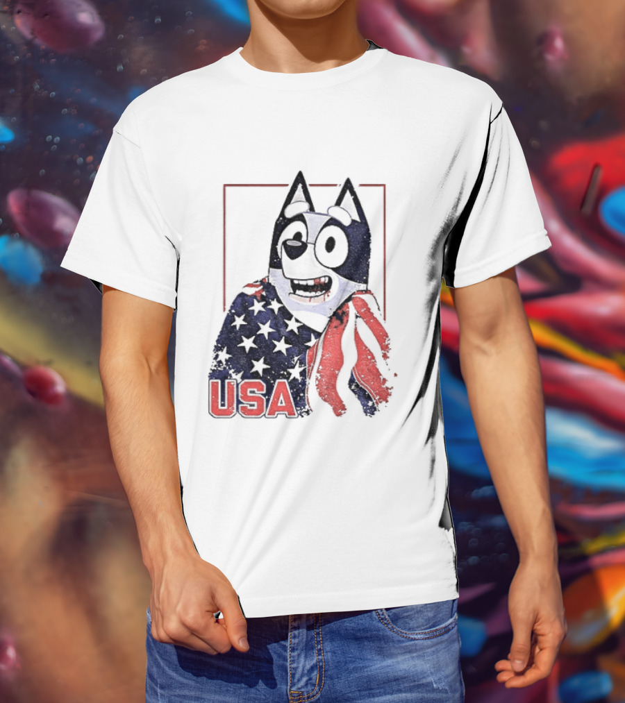 USA Bluey Hockey Jack Hughes Team Smile T-Shirt