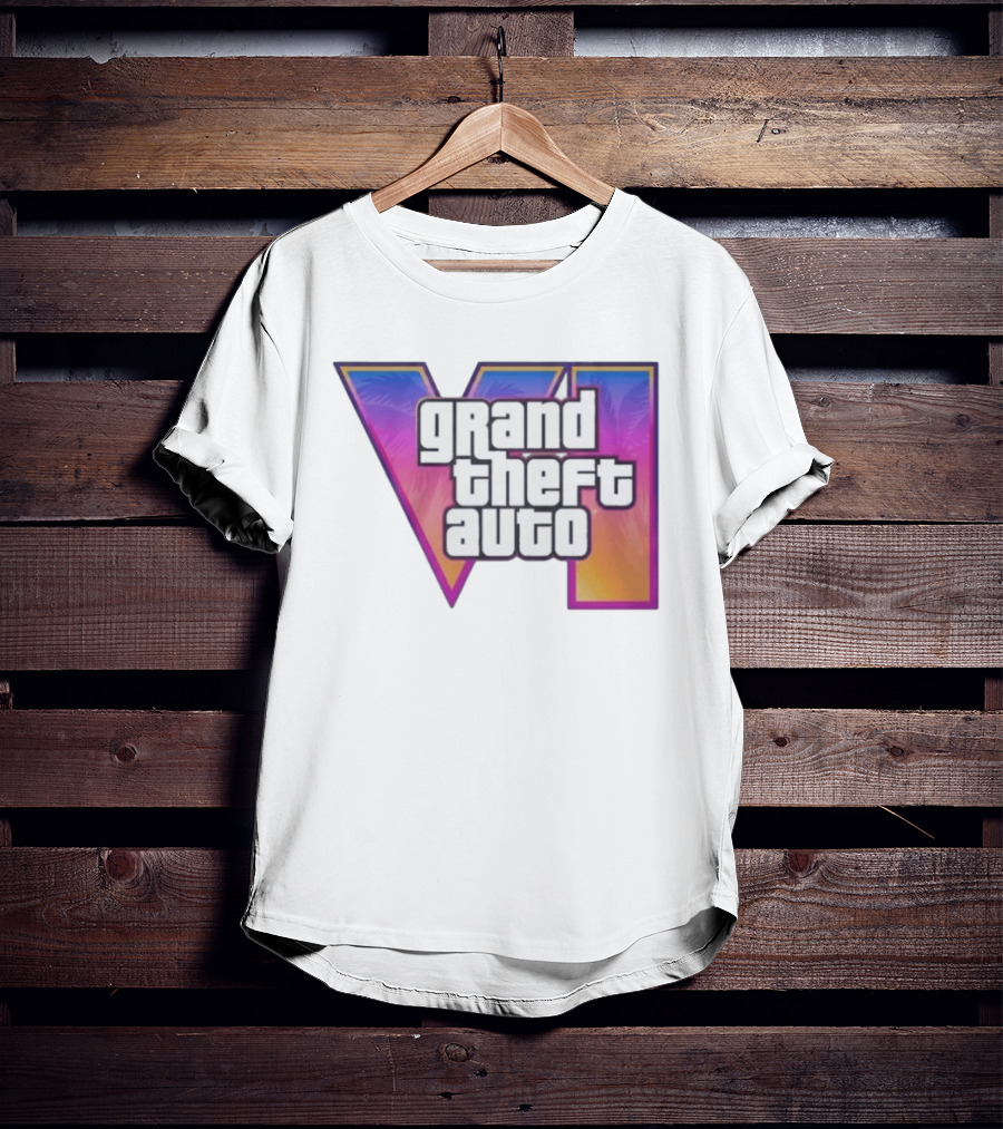 Grand Theft Auto VI 2025 GTA 6 VI Logo With Sunset Palm T-Shirt
