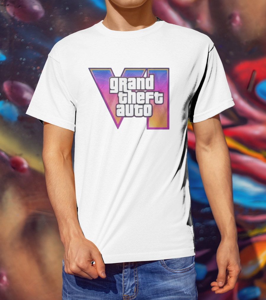 Grand Theft Auto VI 2025 GTA 6 VI Logo With Sunset Palm T-Shirt