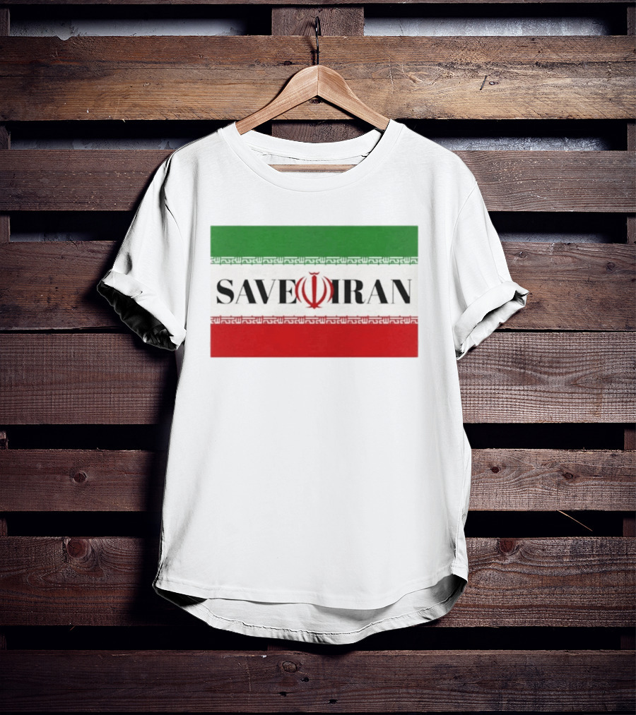 Save Iran National Symbol Emblem Green White Red T-Shirt