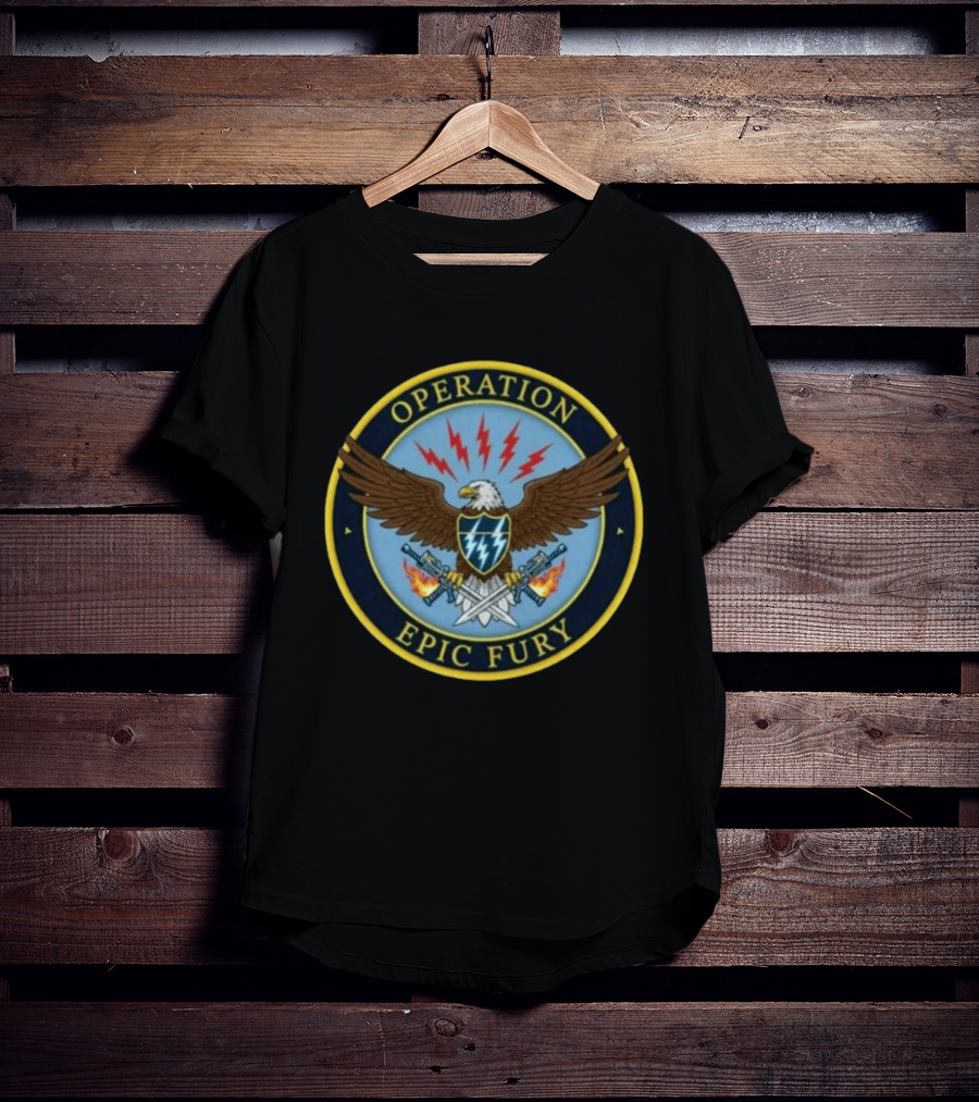 Operation Epic Fury Eagle Emblem With Lightning And Crossed Swords T-Shirt