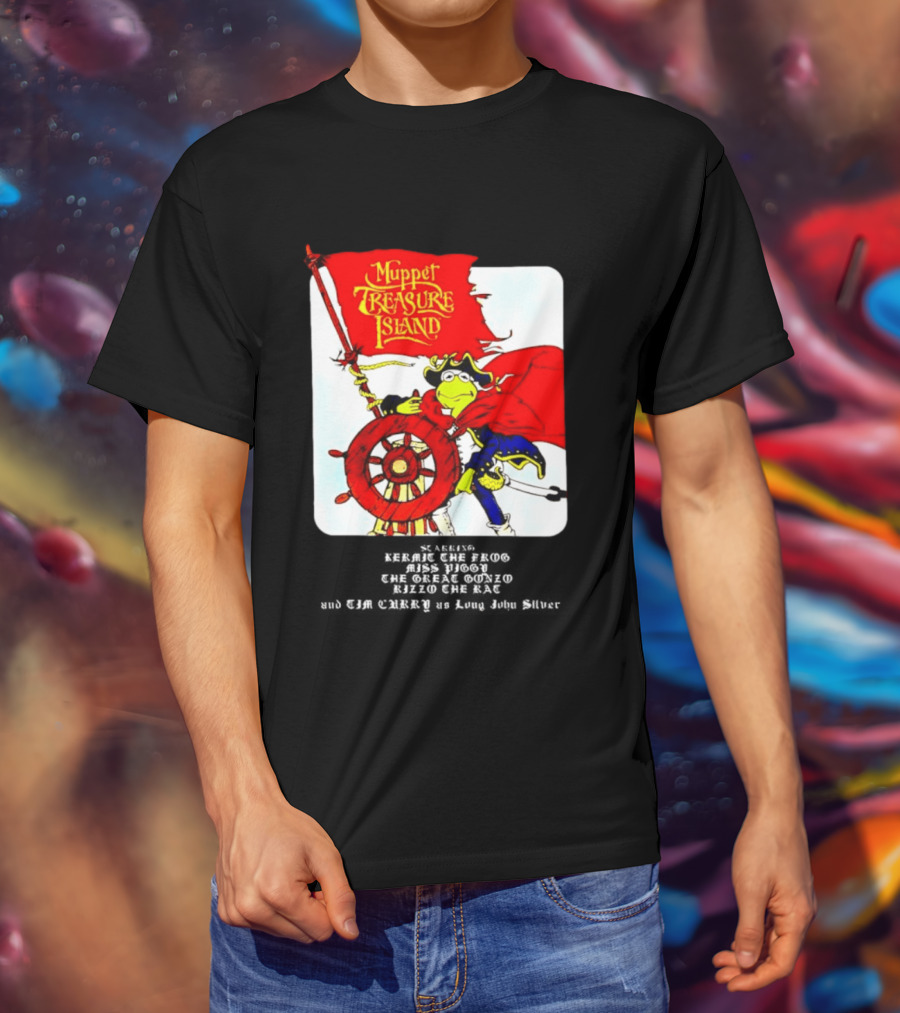 Kermit The Frog Muppet Treasure Island 1996 Steering Pirate Ship T-Shirt