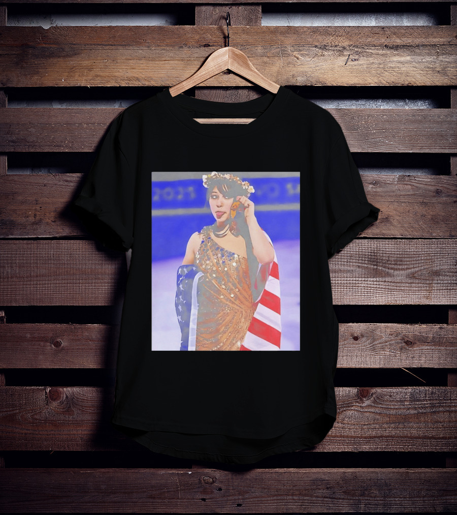 Alysa Liu Gold Medal USA Team Celebration With American Flag T-Shirt
