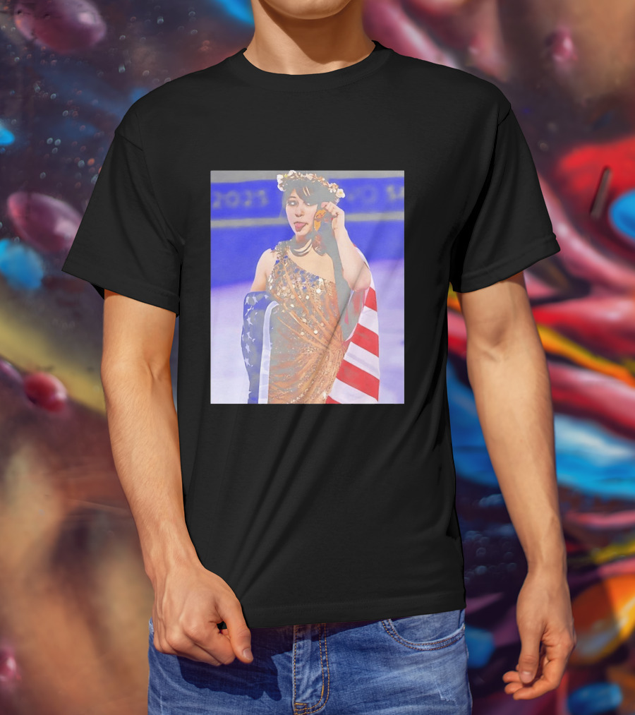 Alysa Liu Gold Medal USA Team Celebration With American Flag T-Shirt