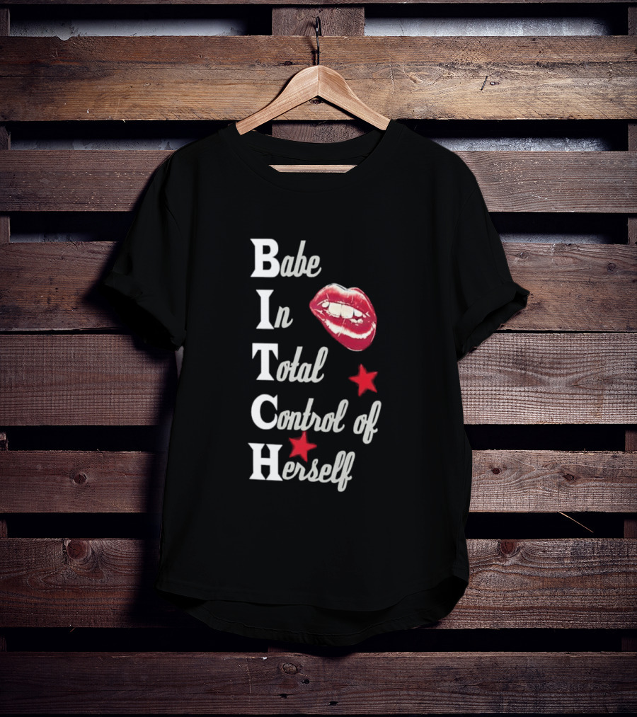Babe In Total Control Of Herself Lips Red Stars T-Shirt