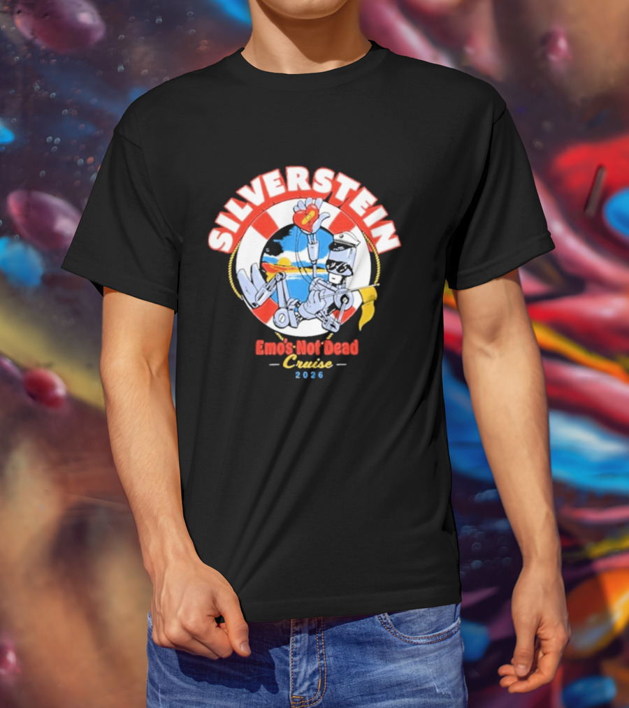 Silverstein Emo's Not Dead Cruise 2026 Lifebuoy And Ocean Waves T-Shirt