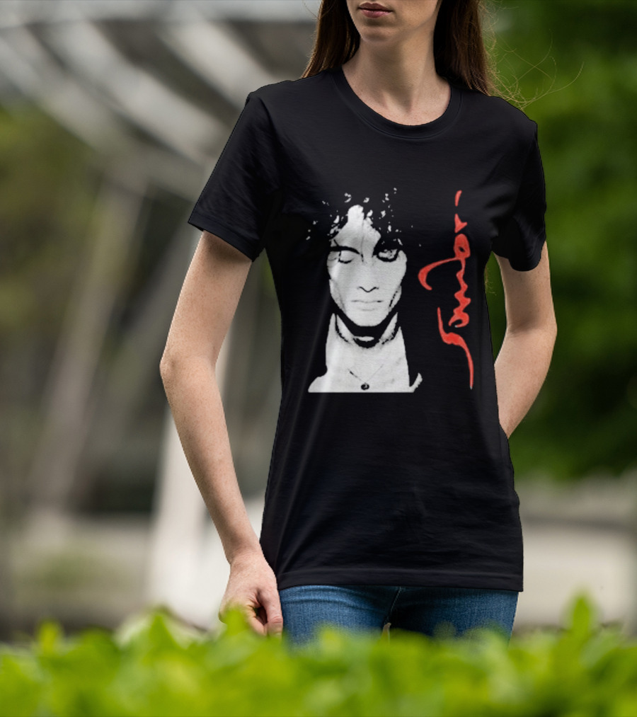 Sombr Facecard Tea Abstract Monochrome Red Accents T-Shirt