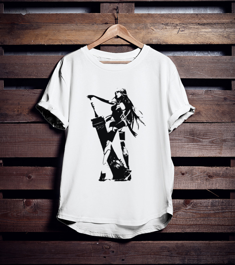 Weathered Nier Automata A2 Silhouette Black T-Shirt