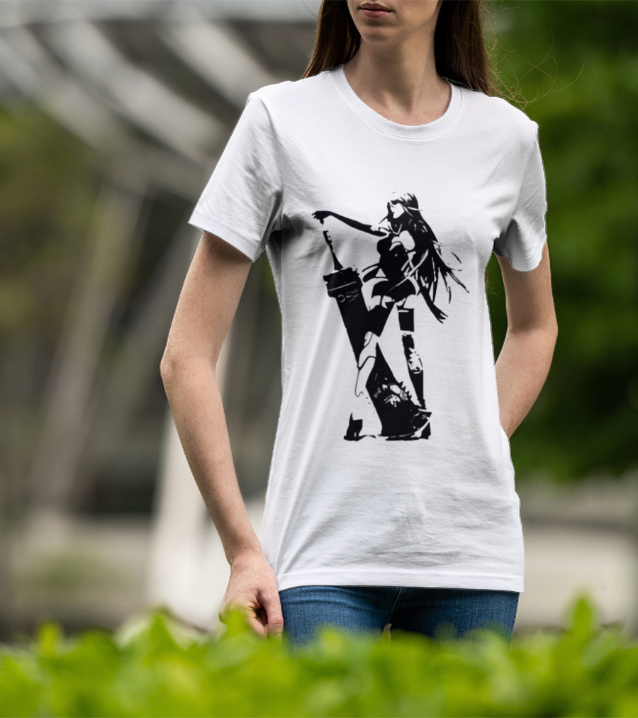 Weathered Nier Automata A2 Silhouette Black T-Shirt