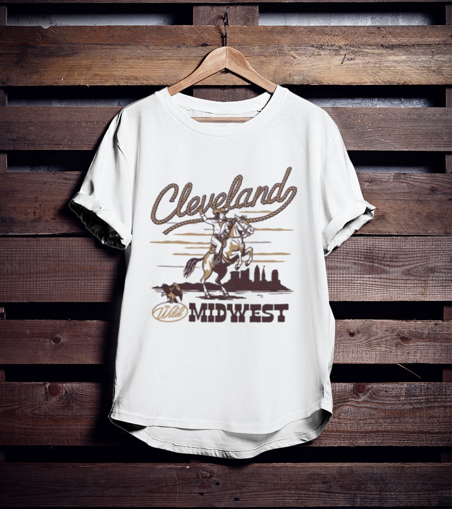 Cleveland Wild Midwest Cowgirl Roping Skyline Adventure T-Shirt