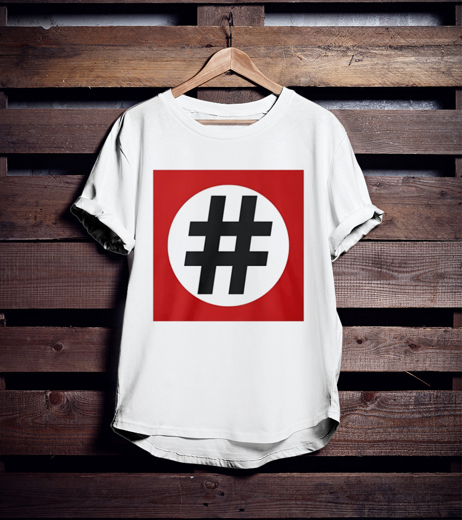 Hashtag Symbol Black On Red Square T-Shirt