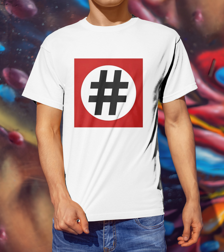 Hashtag Symbol Black On Red Square T-Shirt