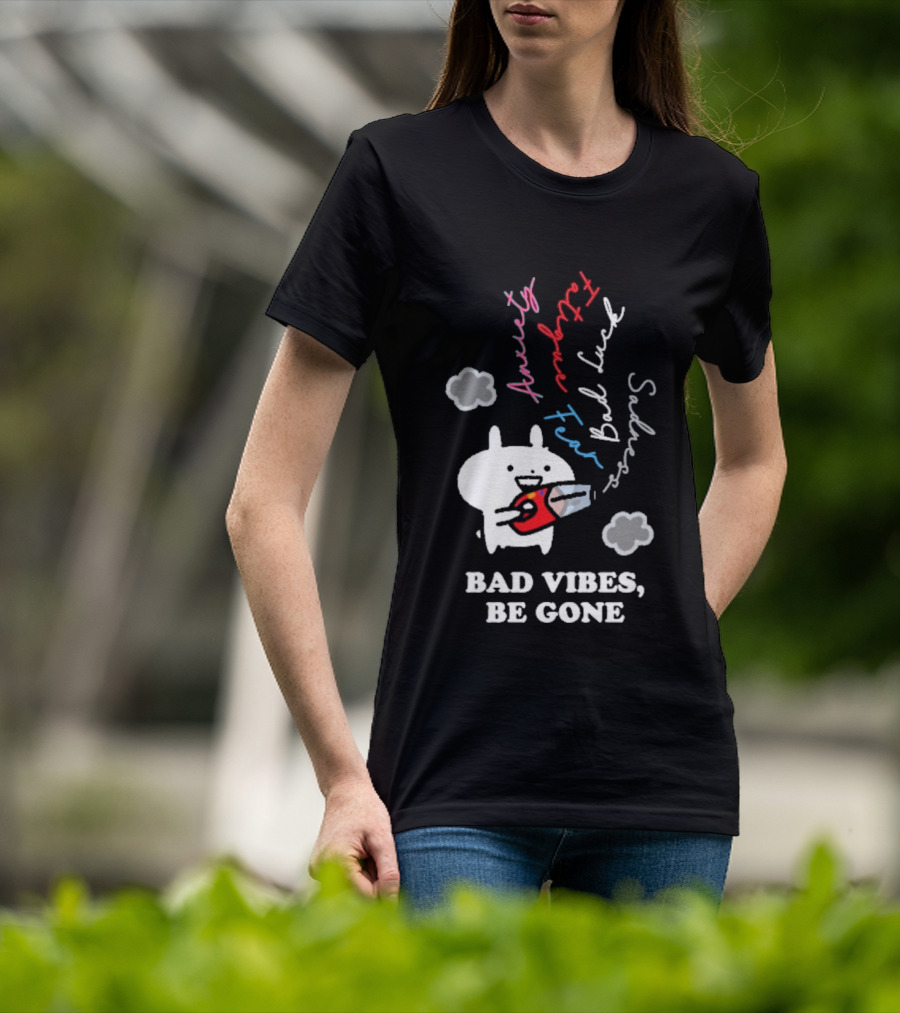 Usagyuuun Bad Vibes Be Gone Lucky Fast Silver Happiness T-Shirt