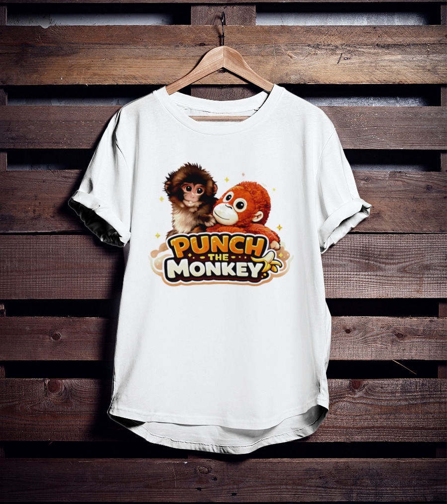 Punch The Monkey Cute Plush Cartoon T-Shirt