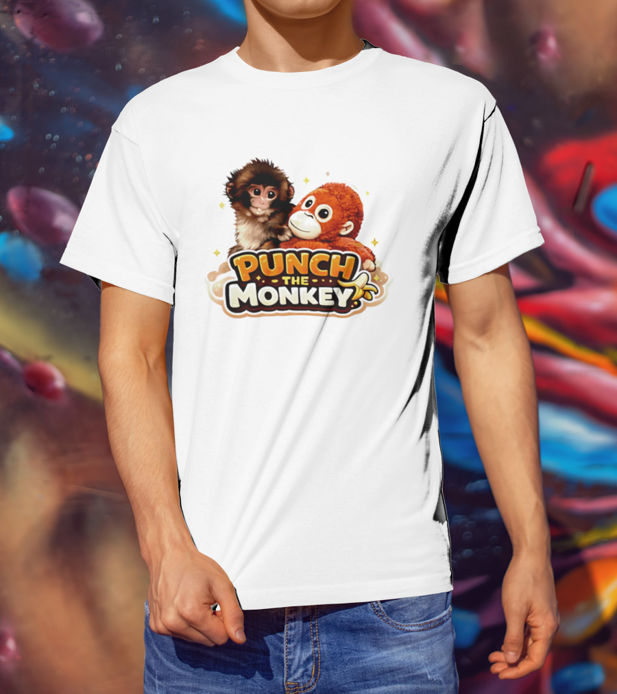 Punch The Monkey Cute Plush Cartoon T-Shirt