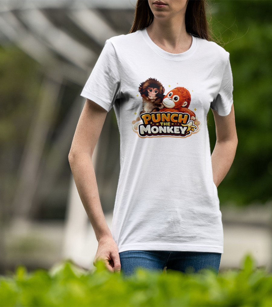 Punch The Monkey Cute Plush Cartoon T-Shirt