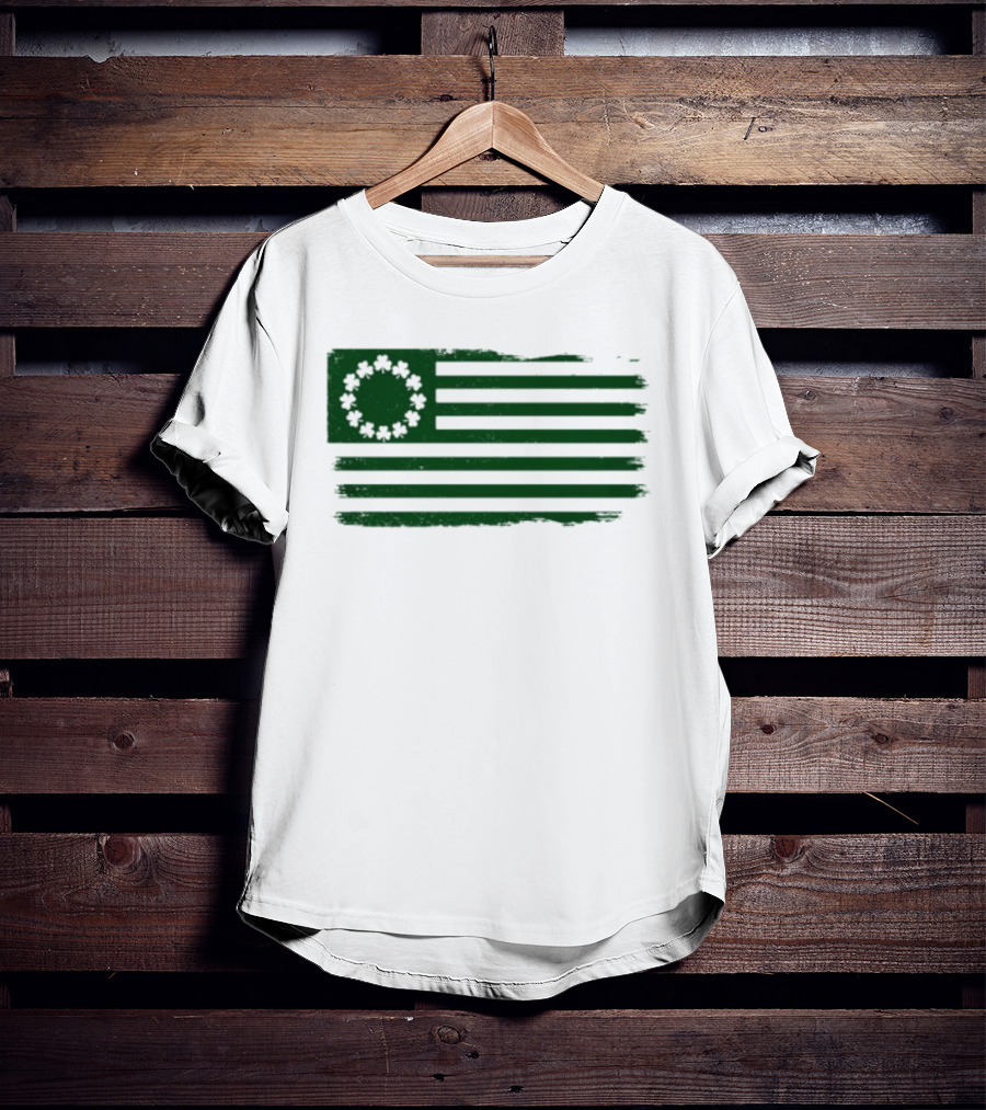 Betsy Ross Flag With Shamrock Circle Stars T-Shirt