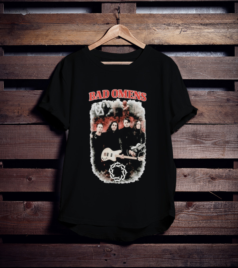 BAD OMENS Band Bootleg Circle Symbol Concert Collage T-Shirt
