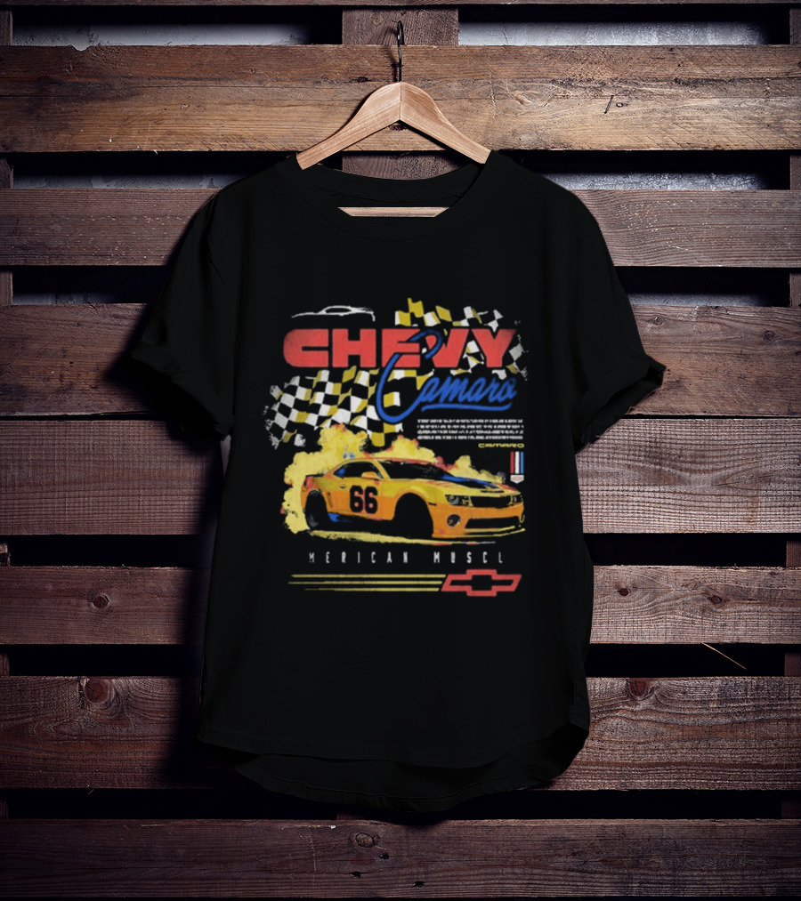 Chevy Camaro 55 American Muscle Race Car Faded Chevrolet T-Shirt