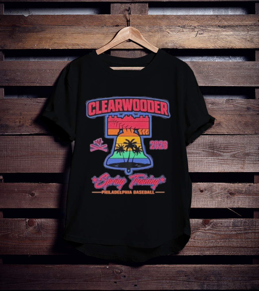 Clearwooder Spring Training 2026 Philadelphia Baseball Liberty Bell Palm Trees T-Shirt