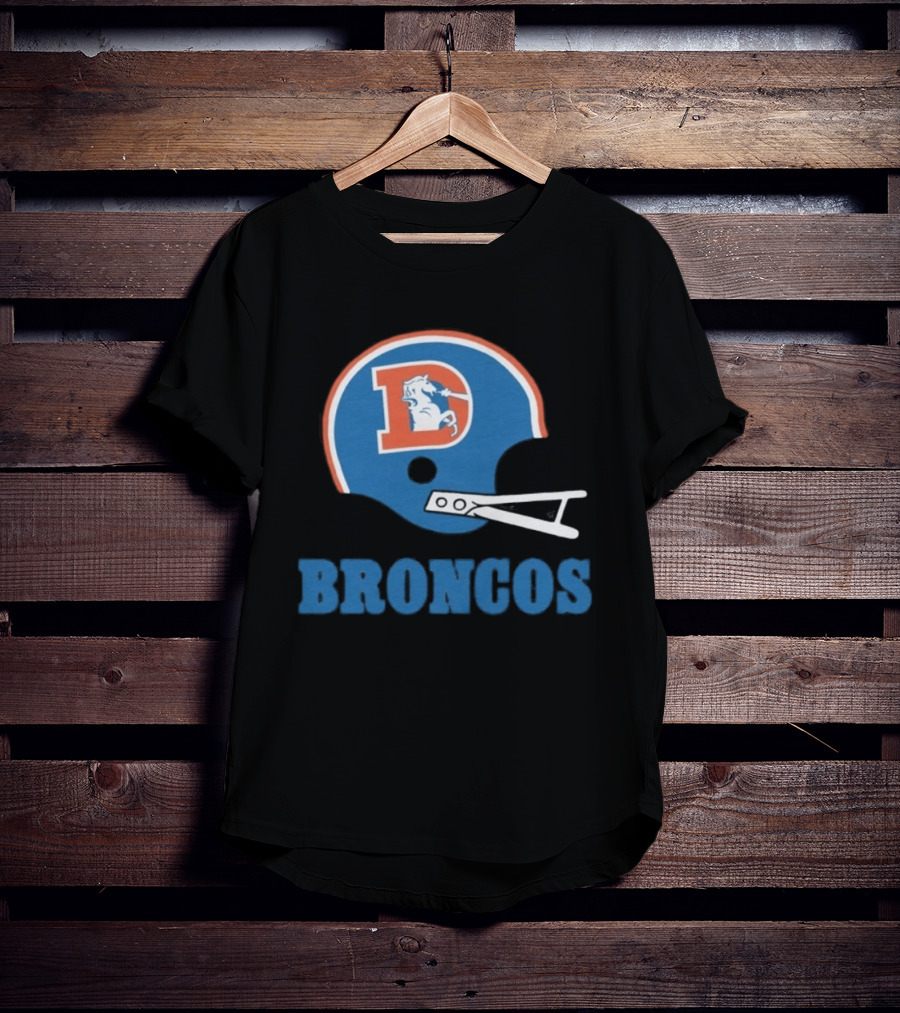 Denver Broncos Retro Football Helmet Graphic Broncos T-Shirt