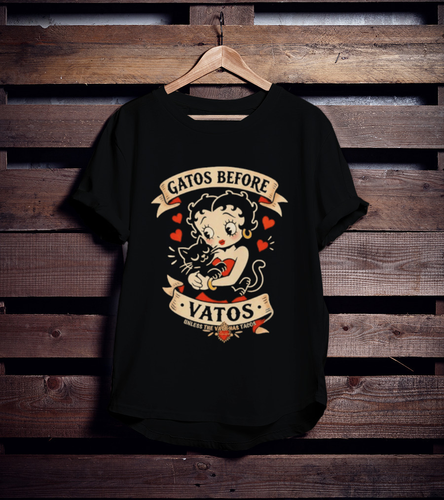Gatos Before Vatos Betty Boop Cat Lovers T-Shirt