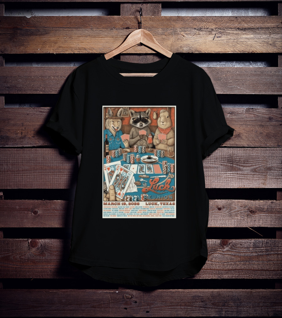 Luck Reunion March 19 2026 Luck Texas Poker Animals T-Shirt