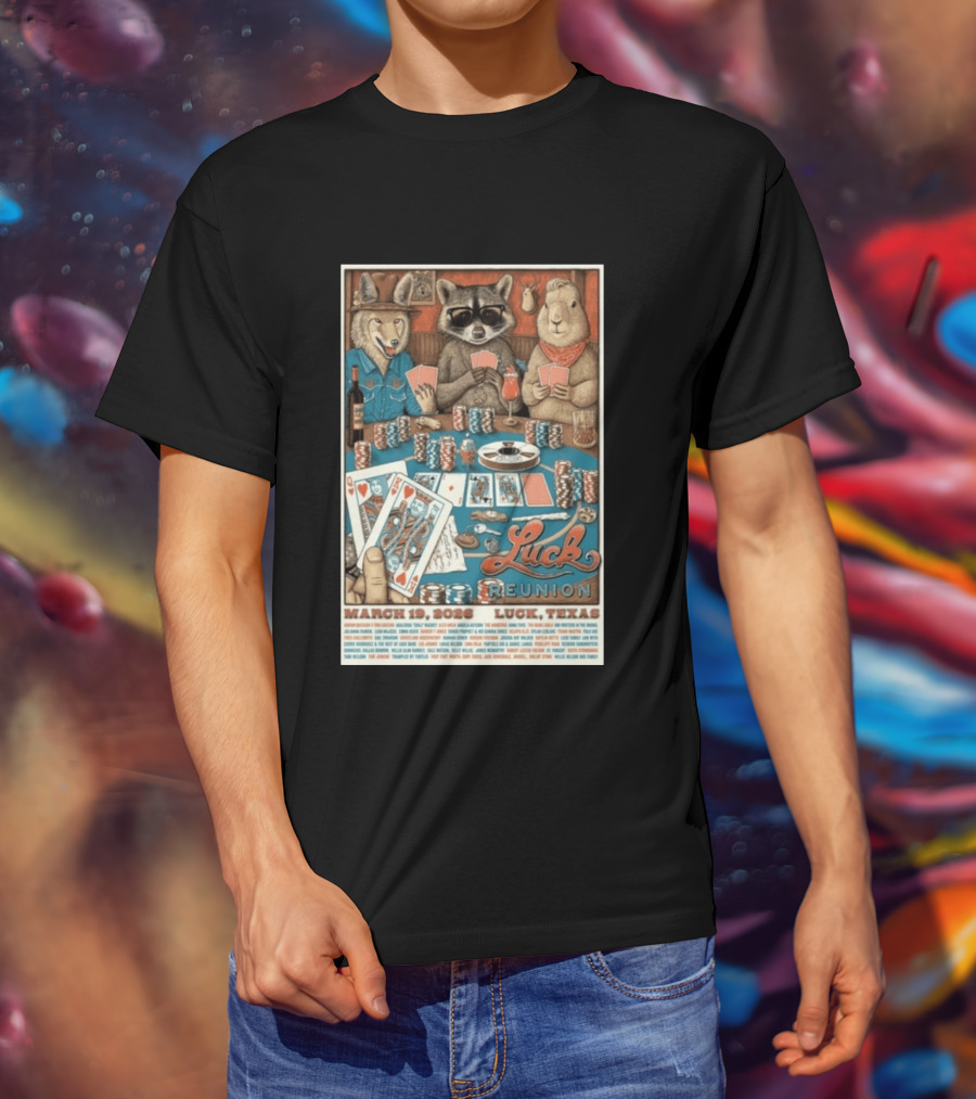 Luck Reunion March 19 2026 Luck Texas Poker Animals T-Shirt
