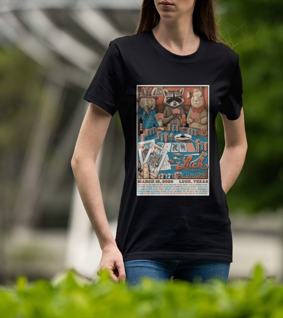 Luck Reunion March 19 2026 Luck Texas Poker Animals T-Shirt