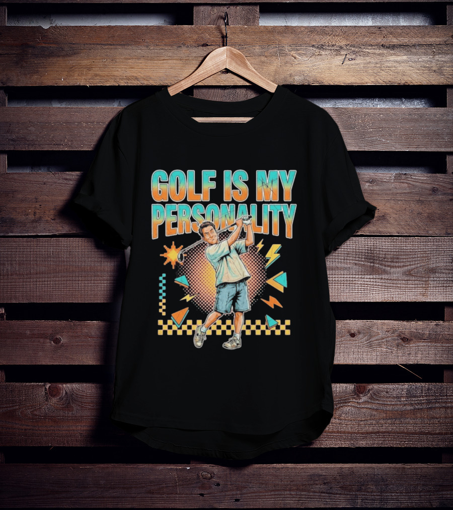 Golf Is My Personality Retro Style Swinging Golfer T-Shirt