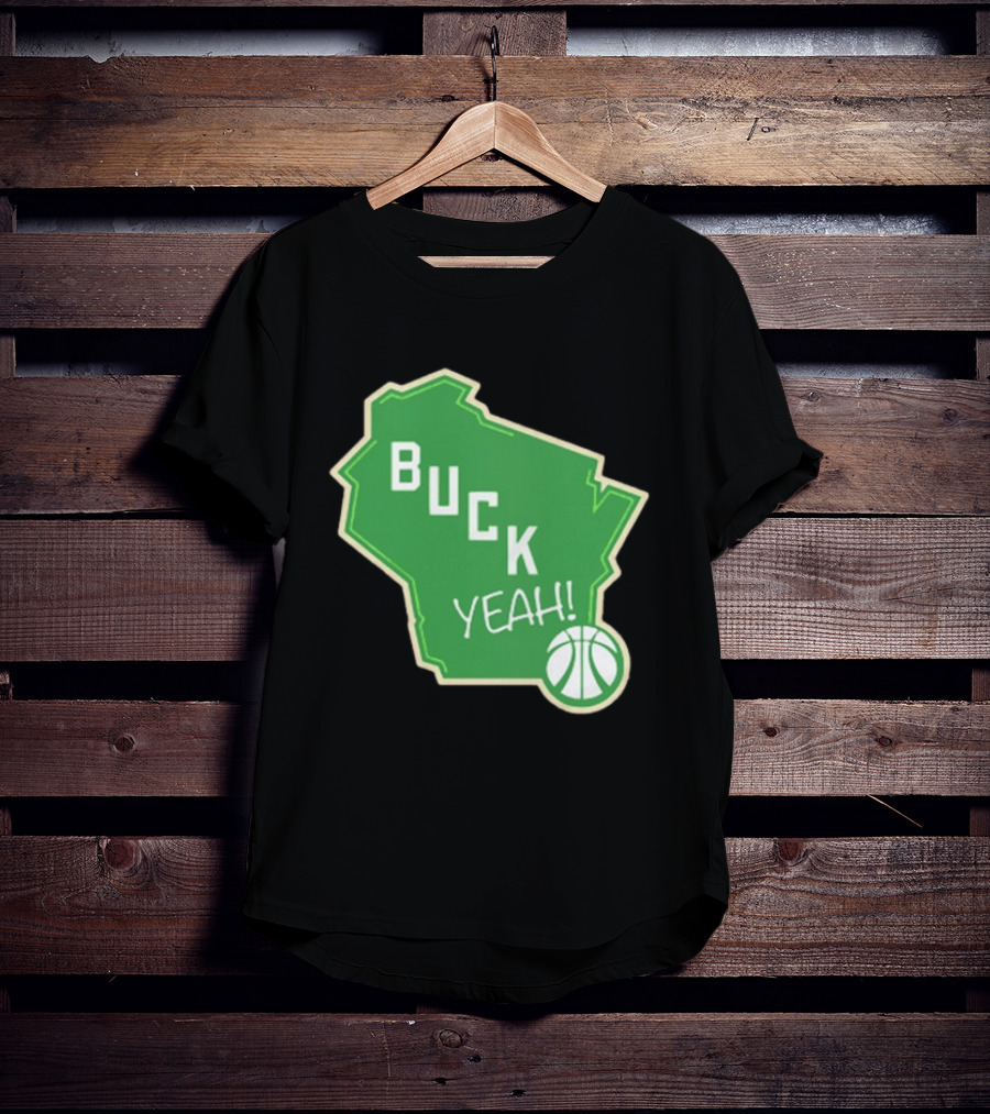 Buck Yeah Milwaukee Basketball Green Map T-Shirt