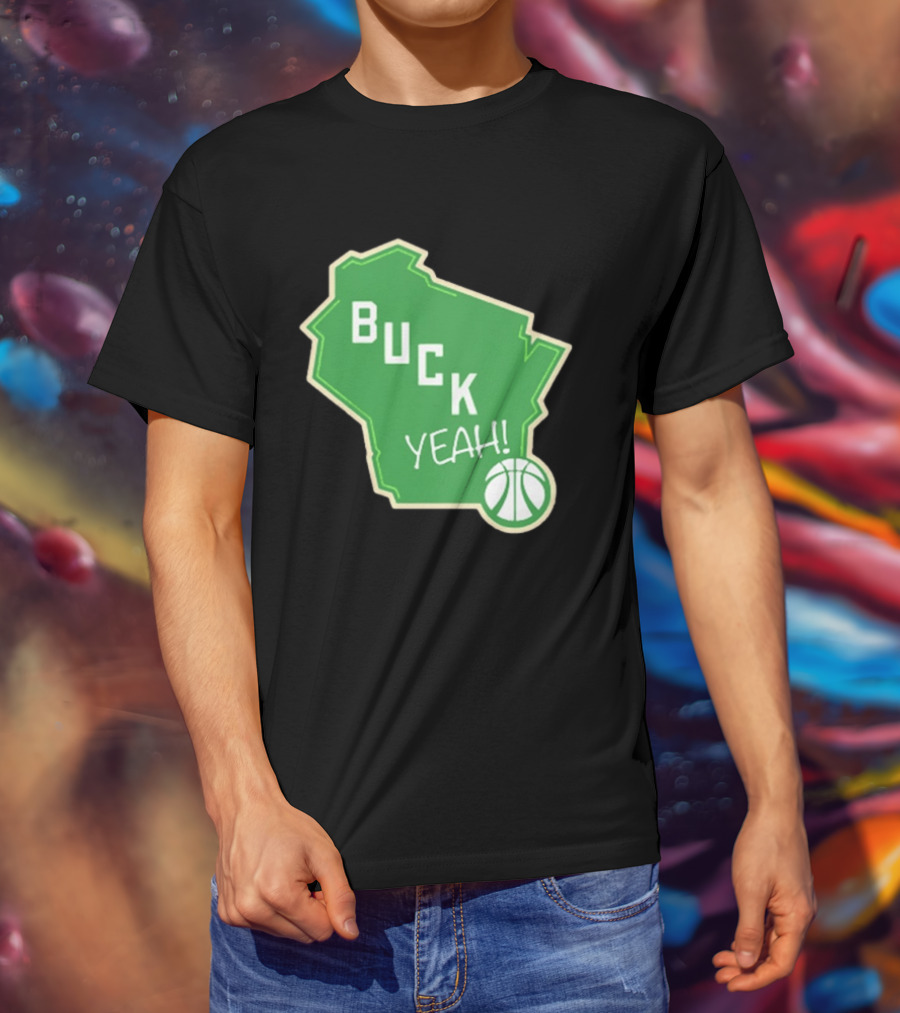 Buck Yeah Milwaukee Basketball Green Map T-Shirt