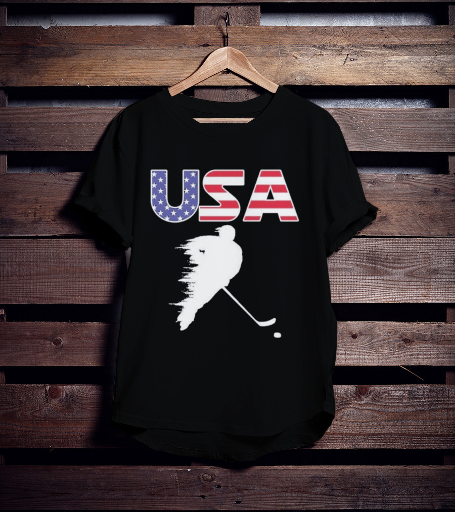 USA Stars And Stripes Ice Hockey Player T-Shirt