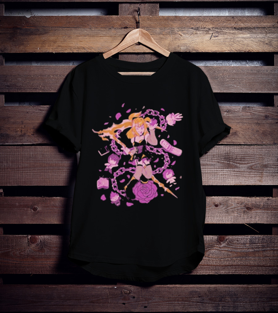Angel Of Death Jav Anime Style Pink Chains And Rose T-Shirt