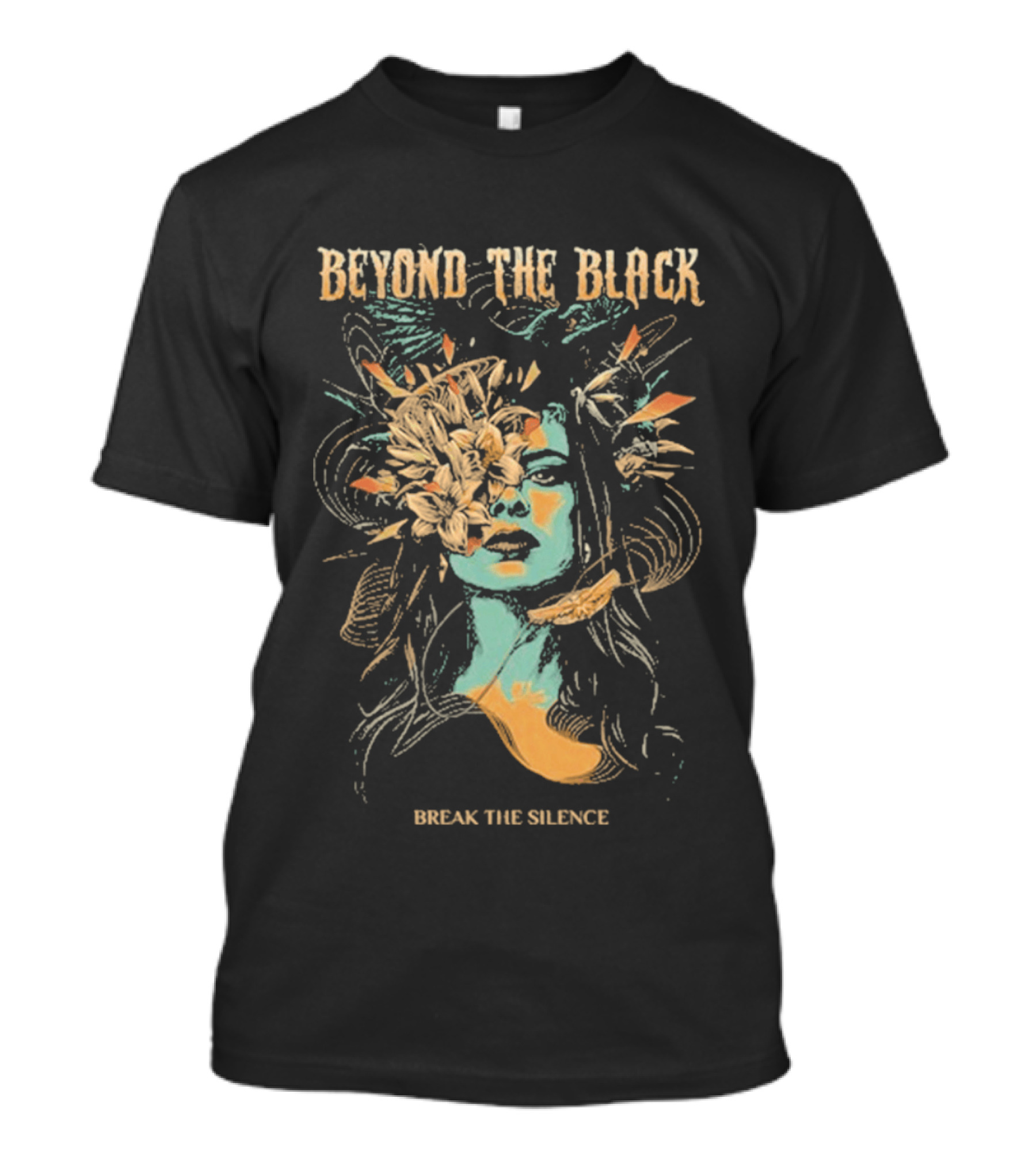 Beyond The Black Break The Silence Head Exploding Floral T-Shirt