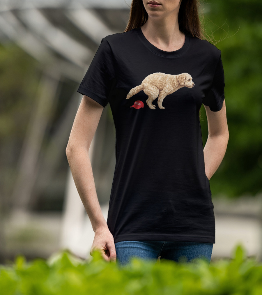 Golden Retriever Pooping On Make America Great Again Hat Anti Trump T-Shirt