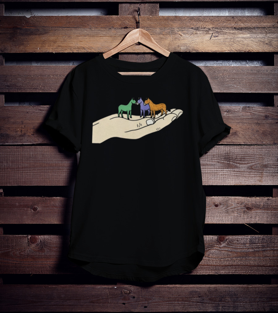 Hold Your Horses 2026 Hand Holding Colorful Figurines T-Shirt