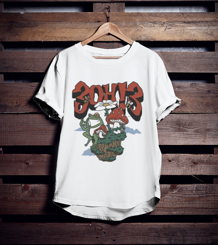 3Oh3 Mushroom Frog Fantasy With Bee And Flower T-Shirt