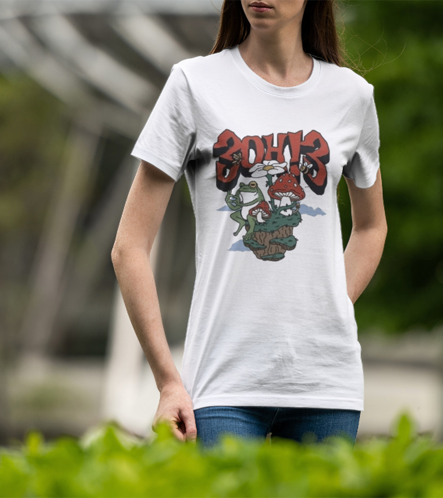 3Oh3 Mushroom Frog Fantasy With Bee And Flower T-Shirt