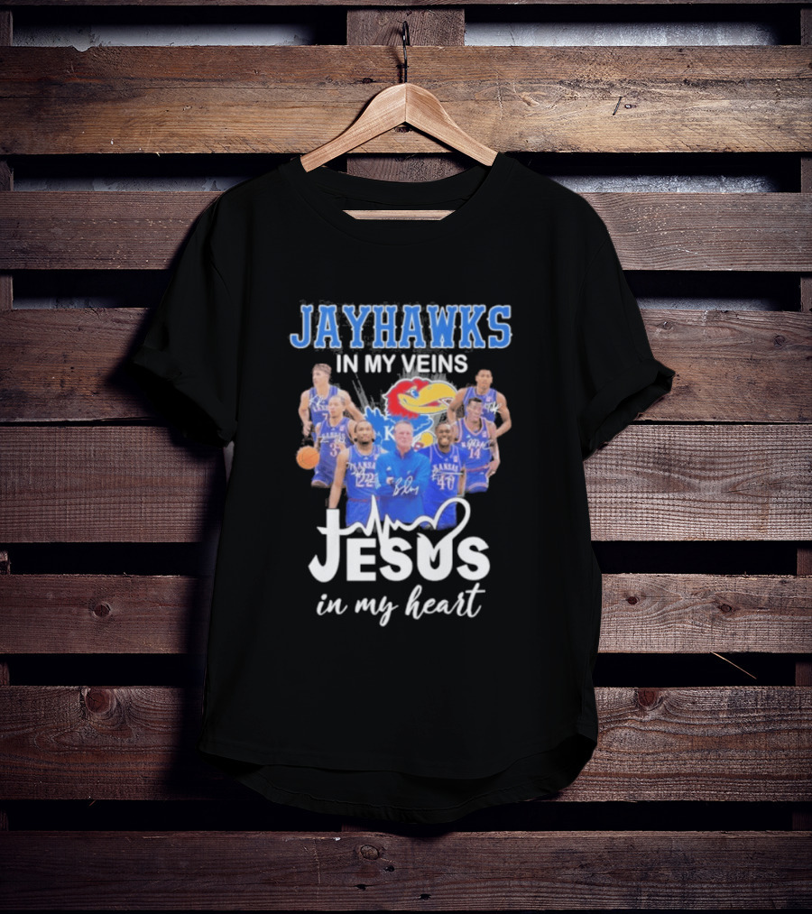 Kansas Jayhawks In My Veins Jesus In My Heart T-Shirt