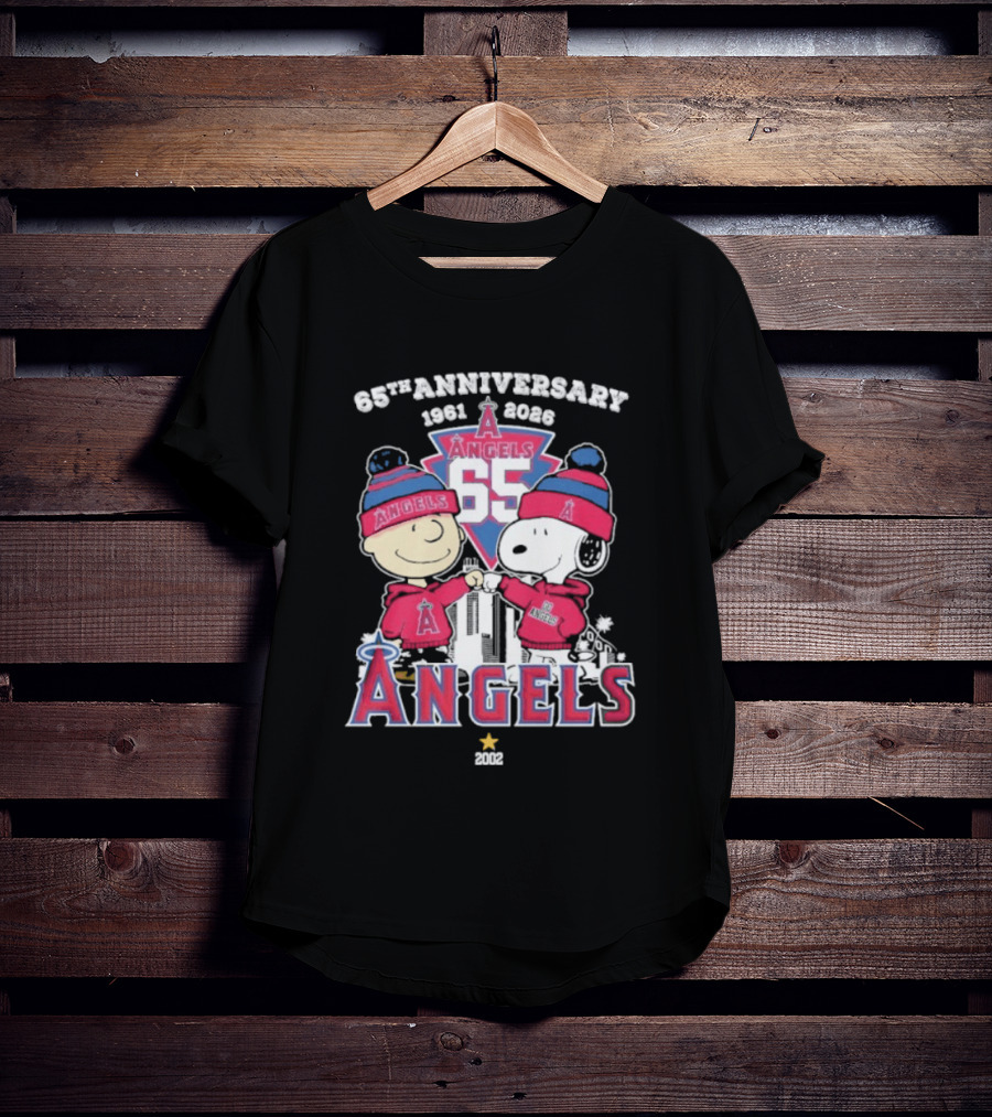 Peanuts Fistbump Los Angeles Angels 65th Anniversary 1961 2026 Charlie Brown Snoopy T-Shirt
