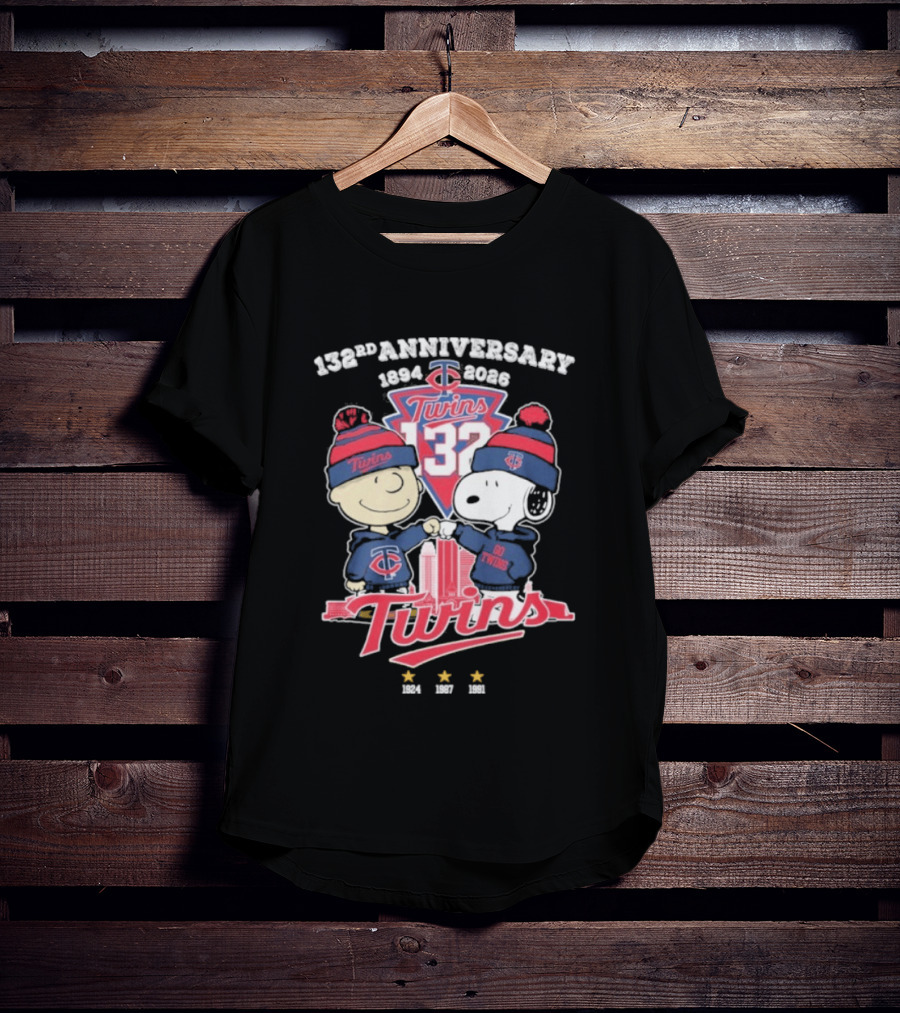 Peanuts Fistbump Minnesota Twins 132nd Anniversary 1894 2026 T-Shirt