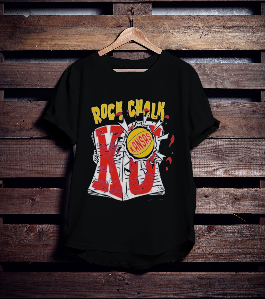 KU Rock Chalk Kansas Basketball Burst T-Shirt