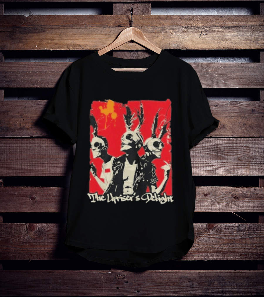 The Upriser's Delight Skull Trio Feathered Masks Red T-Shirt