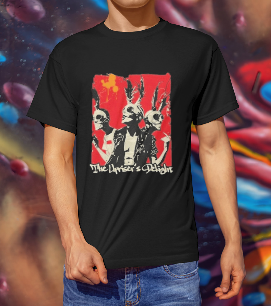 The Upriser's Delight Skull Trio Feathered Masks Red T-Shirt