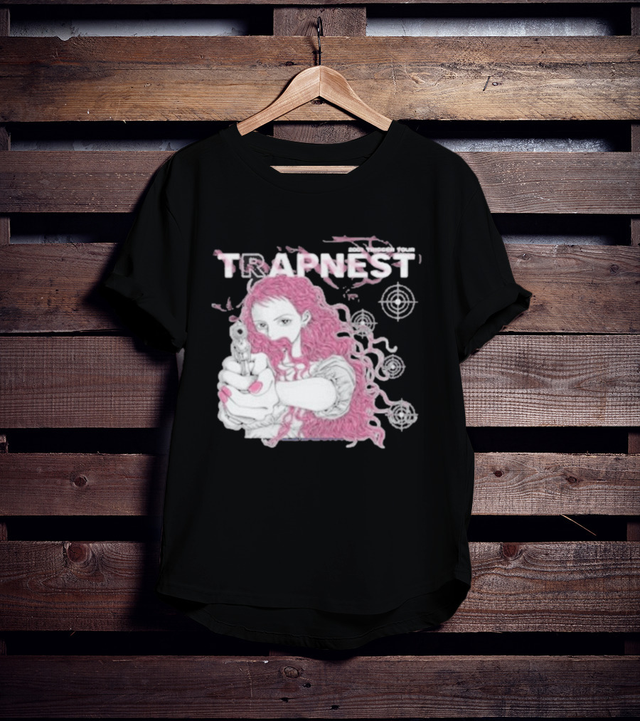 Trapnest Trigger Tour 2001 Anime Girl With Gun And Target T-Shirt