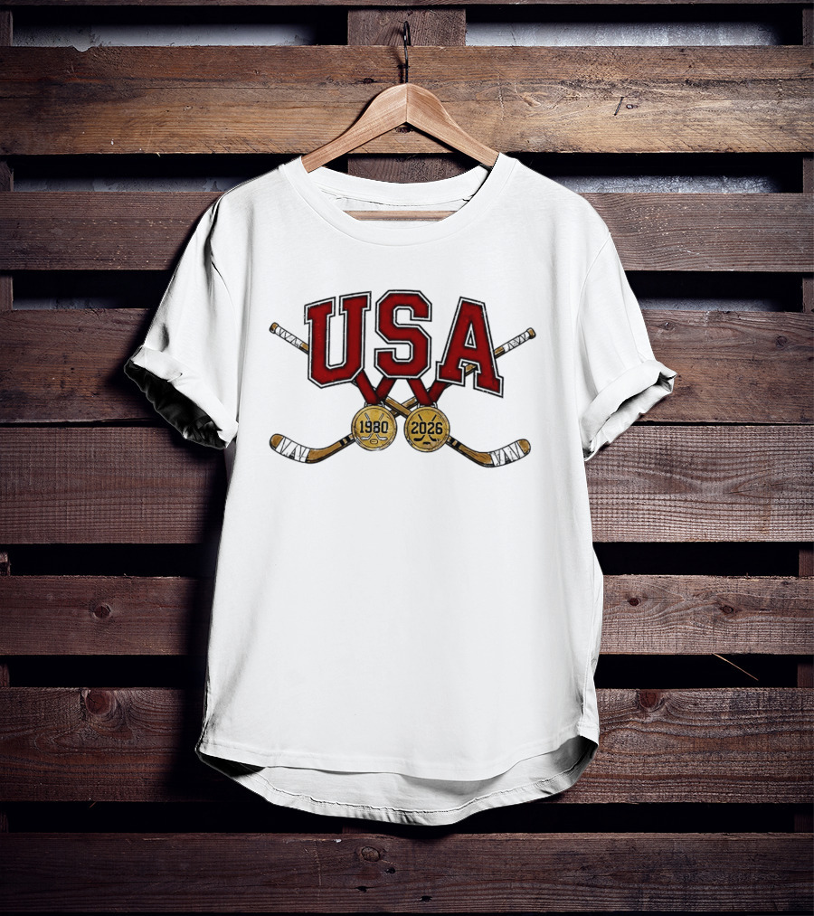USA Hockey Iconic Gold Medal 1980 2026 Celebration T-Shirt
