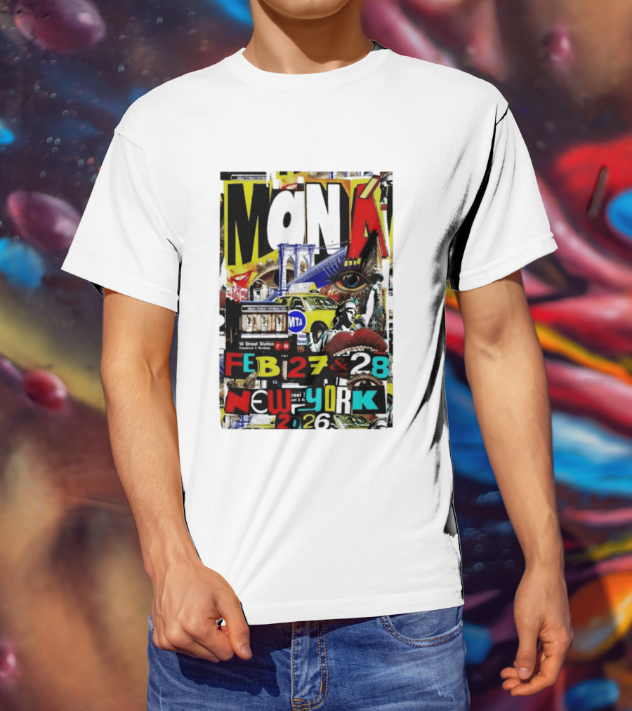Maná New York City Concert February 27 28 2026 14th Street Station Statue Of Liberty MTA Taxi Brooklyn Bridge T-Shirt