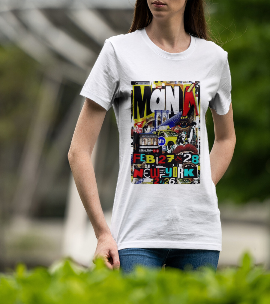 Maná New York City Concert February 27 28 2026 14th Street Station Statue Of Liberty MTA Taxi Brooklyn Bridge T-Shirt